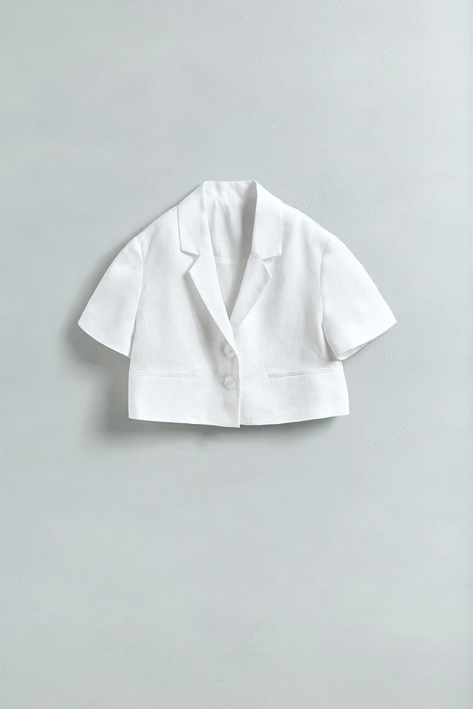 CROPPED 100% LINEN BLAZER