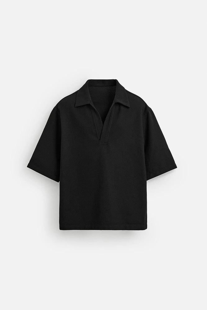 RELAXED FIT TEXTURED POLO SHIRT