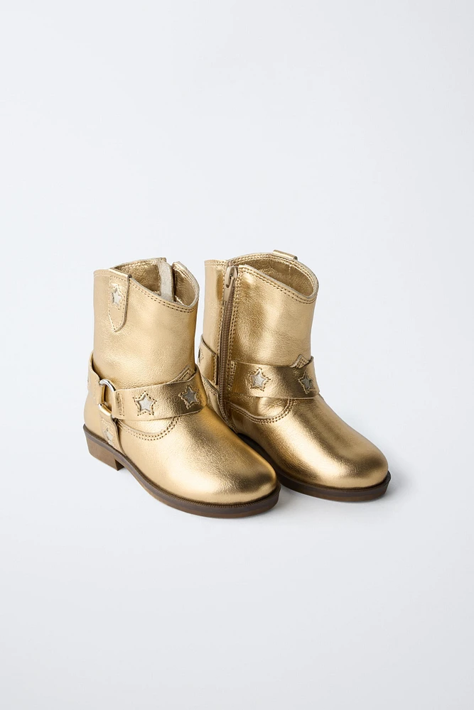 BOTTINES EN CUIR MÉTALLISÉES