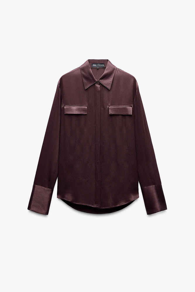 SATIN EFFECT POCKET SHIRT ZW COLLECTION