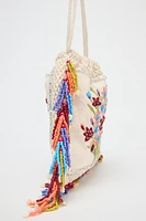 FLORAL EMBROIDERY BUCKET BAG