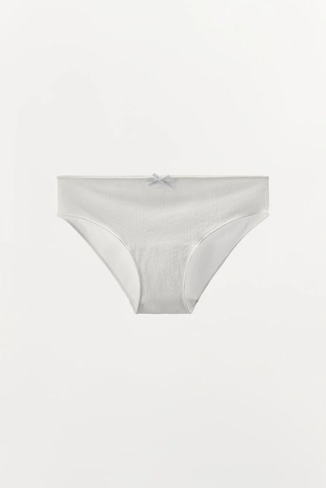 POINTELLE UNDERWEAR WITH SATIN BOW