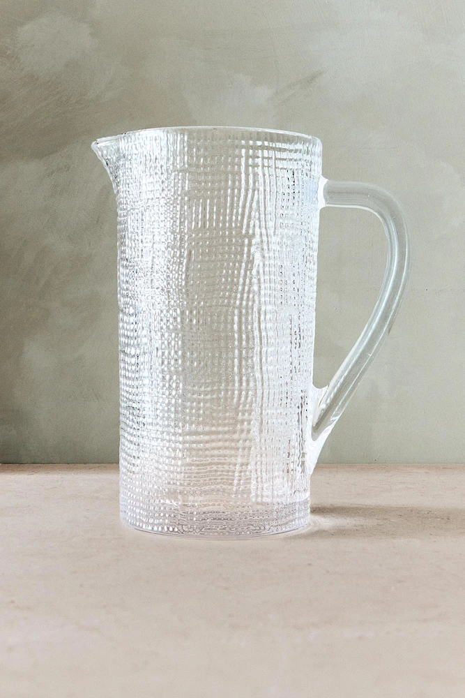 RAISED DESIGN GLASS PITCHER