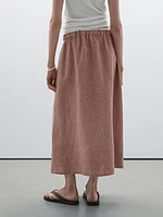 Jupe midi élastique 100 % lin