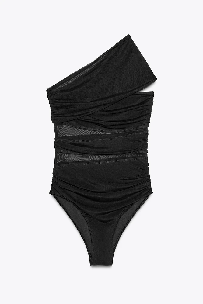 MAILLOT DE BAIN ASYMÉTRIQUE EN TULLE À CUT OUTS