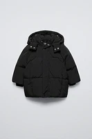 WATER REPELLENT HOODED DOWN PUFFER COAT