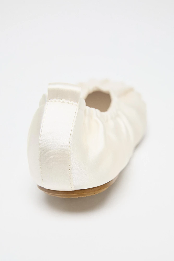 LIMITED EDITION SATIN EFFECT RUCHED BALLET FLATS