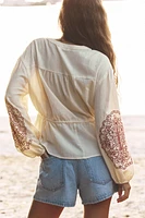 BLOUSE BRODÉE À LACETS
