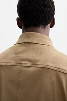 LIGHTWEIGHT FAUX SUEDE OVERSHIRT