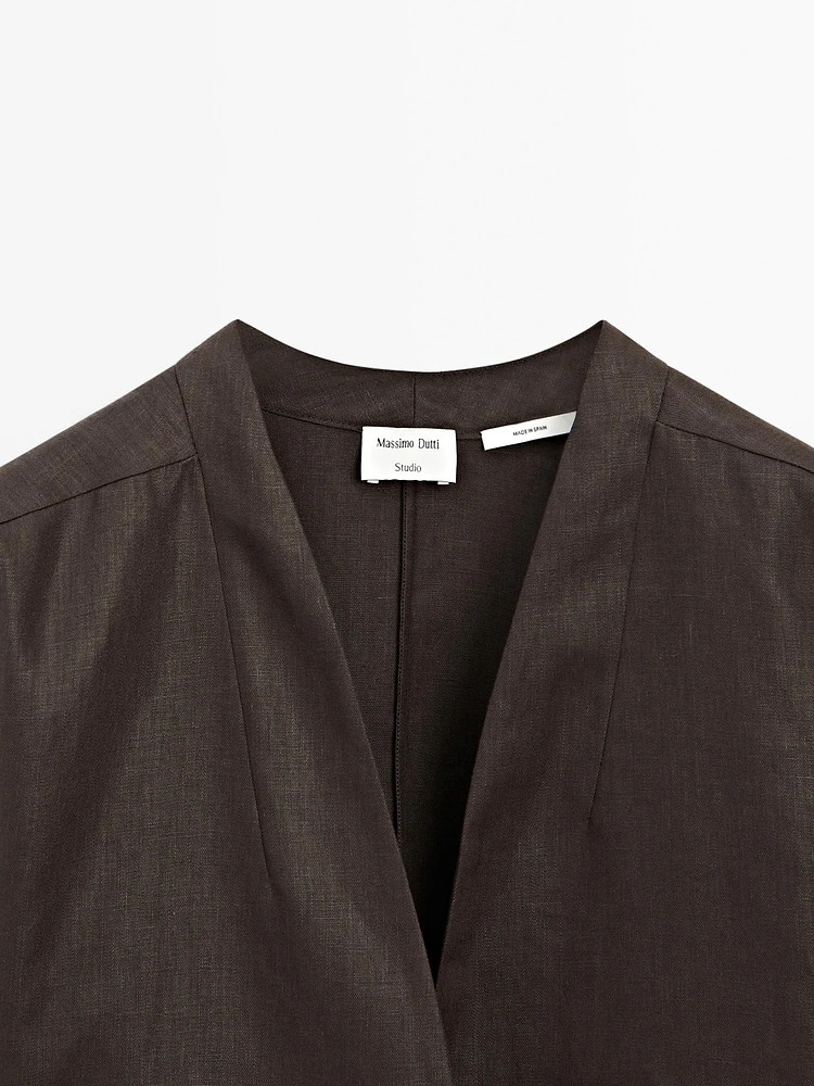 Chemise fluide en lin avec nœud - Studio