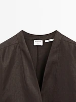 Chemise fluide en lin avec nœud - Studio