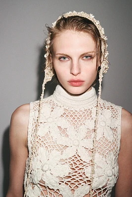 BEADED CROCHET SKULLCAP HAT
