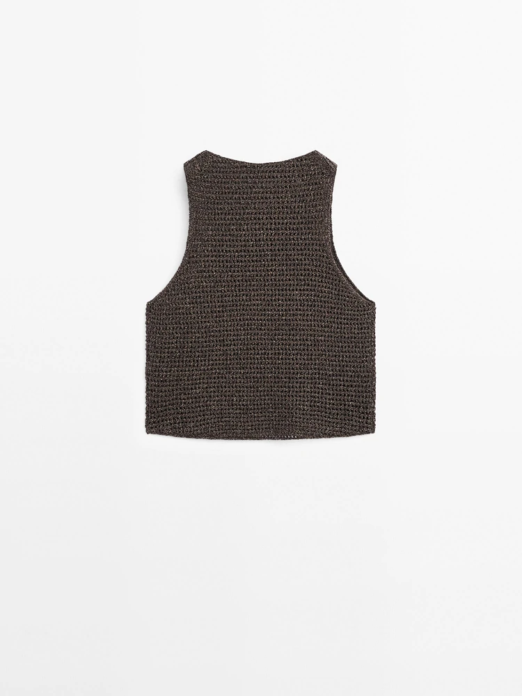 Cotton blend cutwork top