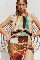 TROPICAL PRINT MIDI DRESS