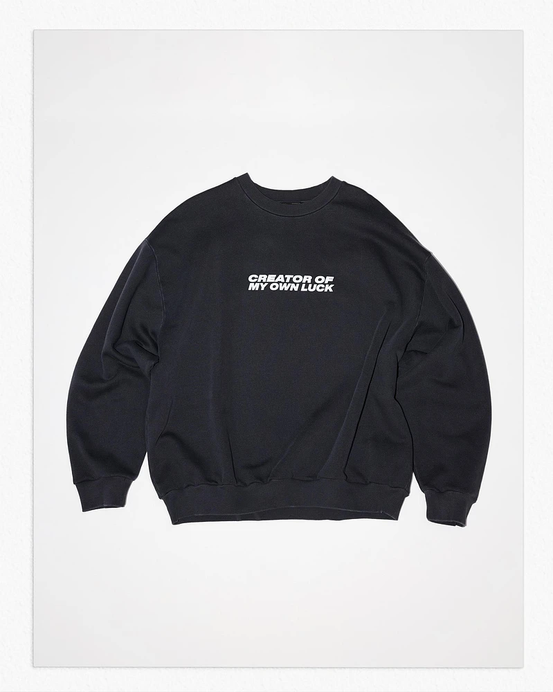 WASHED EFFECT LETTER SWEATSHIRT