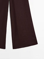 Straight-fit linen trousers with an elasticated waistband