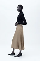 BELTED FAUX SUEDE MIDI SKIRT