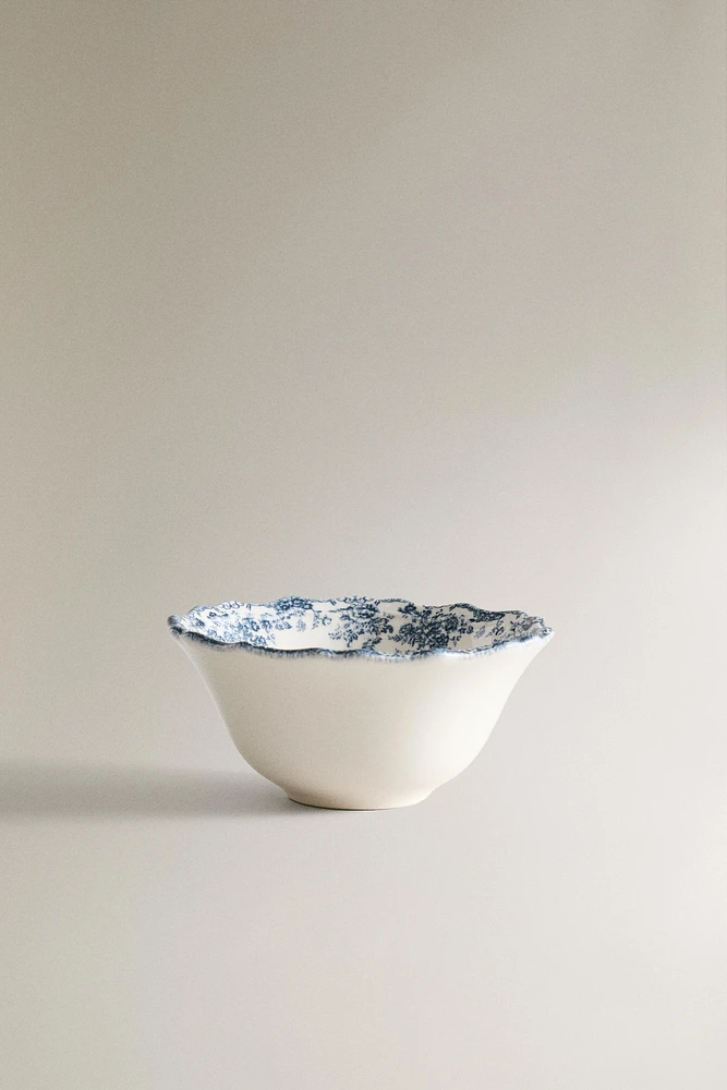 FLORAL EARTHENWARE SNACK BOWL