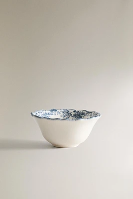 FLORAL EARTHENWARE SNACK BOWL