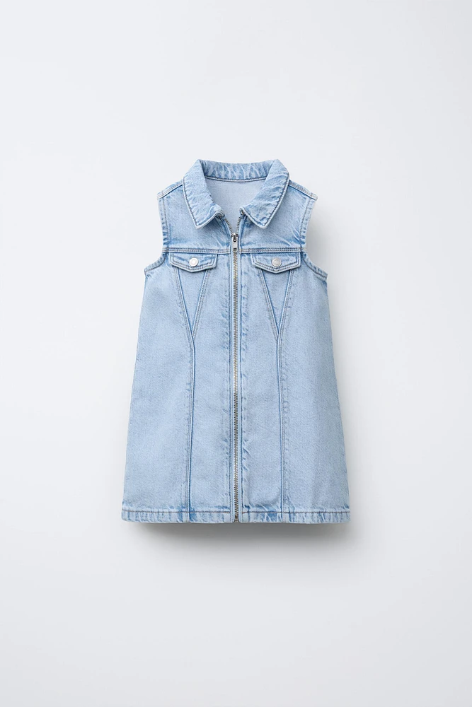 DENIM SKATER DRESS WITH ZIPPER