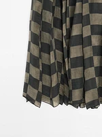Flowing check midi skirt