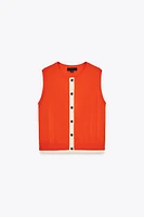 TOP GILET EN MAILLE COLOR BLOCK