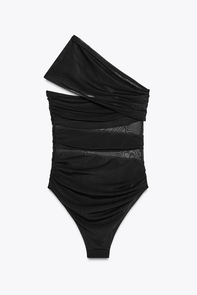 MAILLOT DE BAIN ASYMÉTRIQUE EN TULLE À CUT OUTS