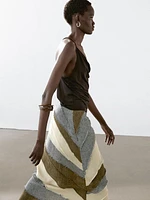Jupe midi patchwork 100 % lin