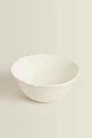 EARTHENWARE SALAD BOWL WITH RAISED-DESIGN EDGE