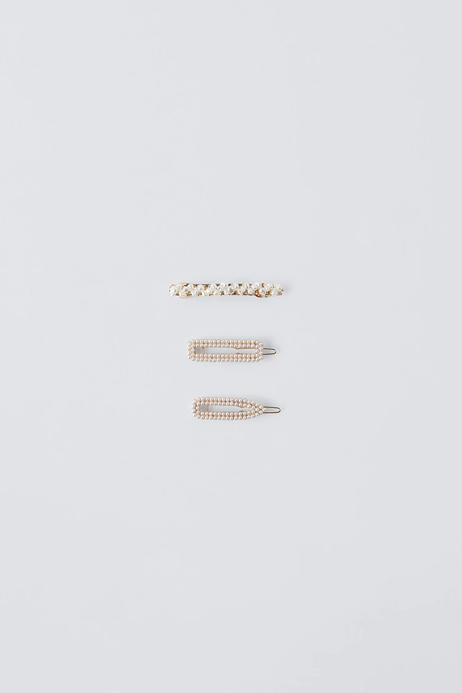 THREE-PACK OF PEARL CLIPS