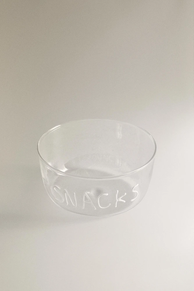 BOROSILICATE GLASS BOWL WITH SLOGAN