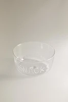 BOROSILICATE GLASS BOWL WITH SLOGAN