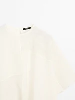 Flowing linen blend embroidered cape