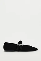 SUEDE STRAP BALLET FLATS