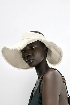 LINEN FRAYED VISOR