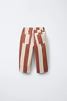 STRIPED TWILL BAGGY PANTS