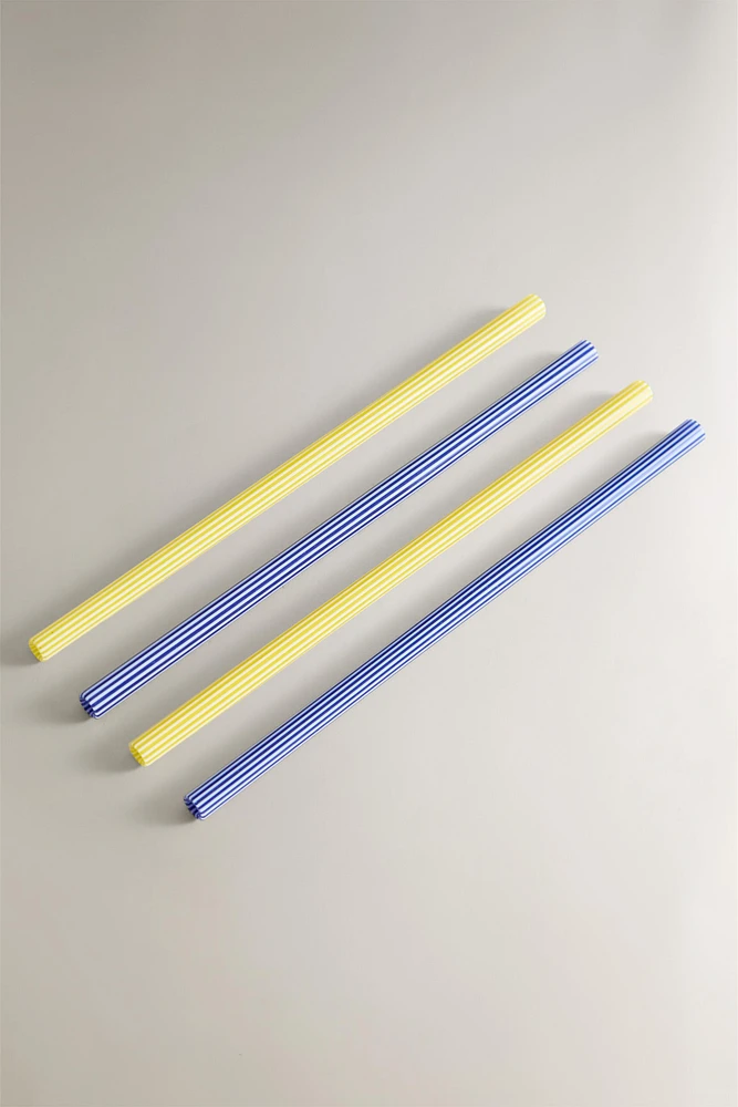 SET OF STRIPED BOROSILICATE GLASS STRAWS (SET OF 4)