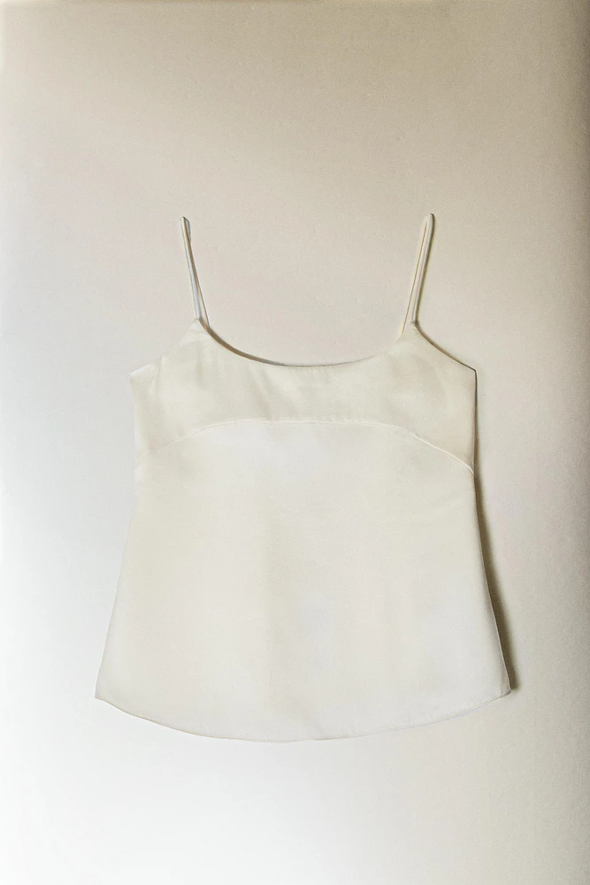 BEIGE SILK TOP