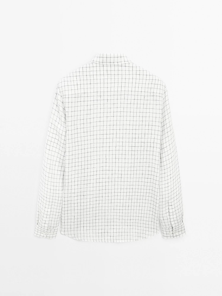 Chemise lin regular fit à carreaux