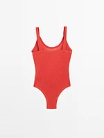 Cotton blend strappy knit bodysuit - STUDIO