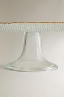 RAISED GLASS SERVING DISH WITH GOLD RIM