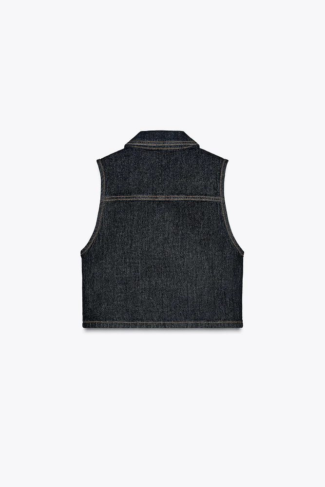 GILET SANS MANCHES Z1975 COURT EN DENIM