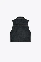 GILET SANS MANCHES Z1975 COURT EN DENIM