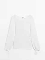 Balloon sleeve sweater with bows