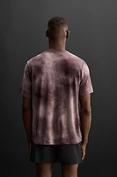 TIE-DYE PRINT PERFORATED T-SHIRT