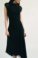 RUCHED TULLE DRESS