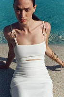 CUT OUT DRAPED MIDI DRESS