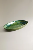 PLAT GRÈS OVALE FLEURS