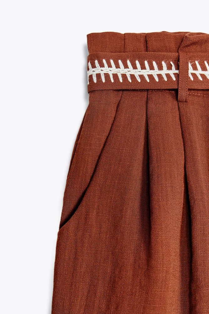 EMBROIDERED BELT SHORTS