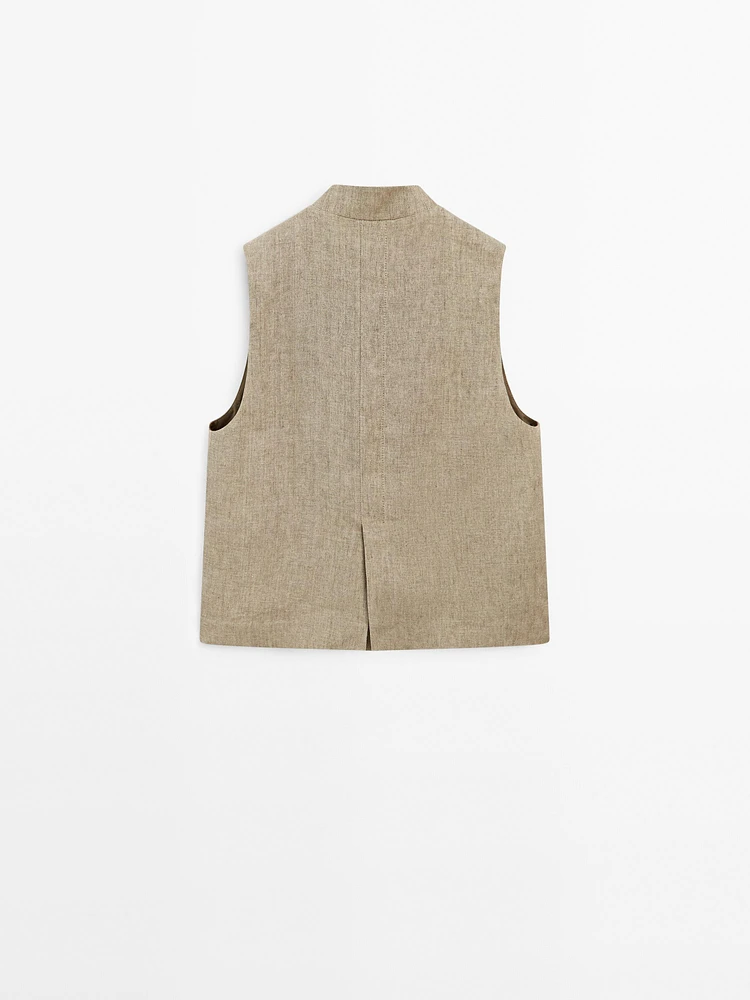 Veste sans manches en mélange de lin